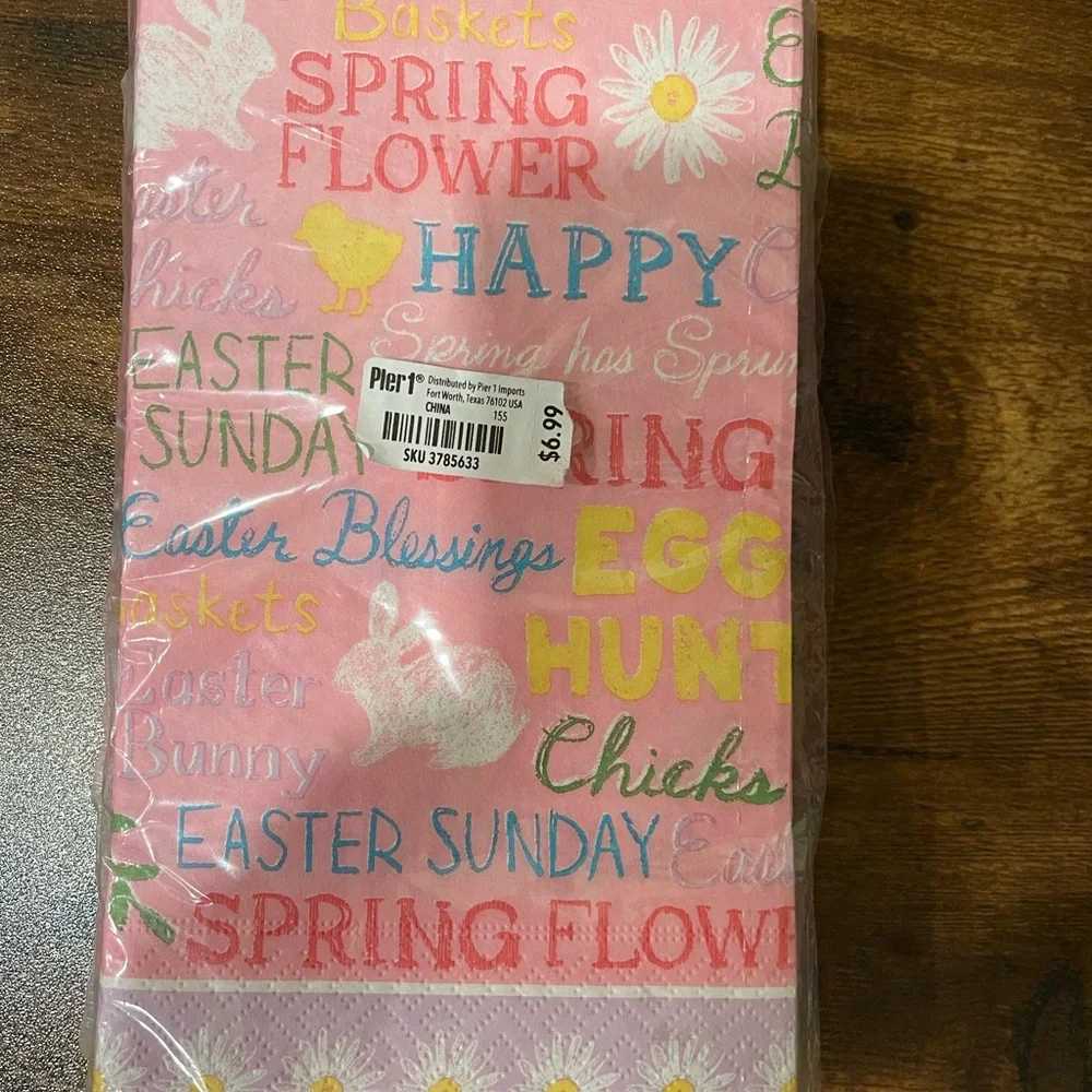 Pier 1 Pink and Yellow Easter Bunny Rabbit Napkins